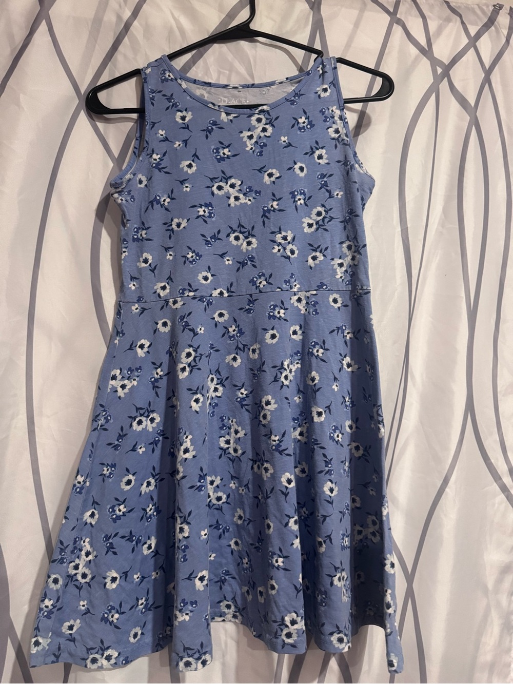 Place Blue Floral Tank Dress for Kids